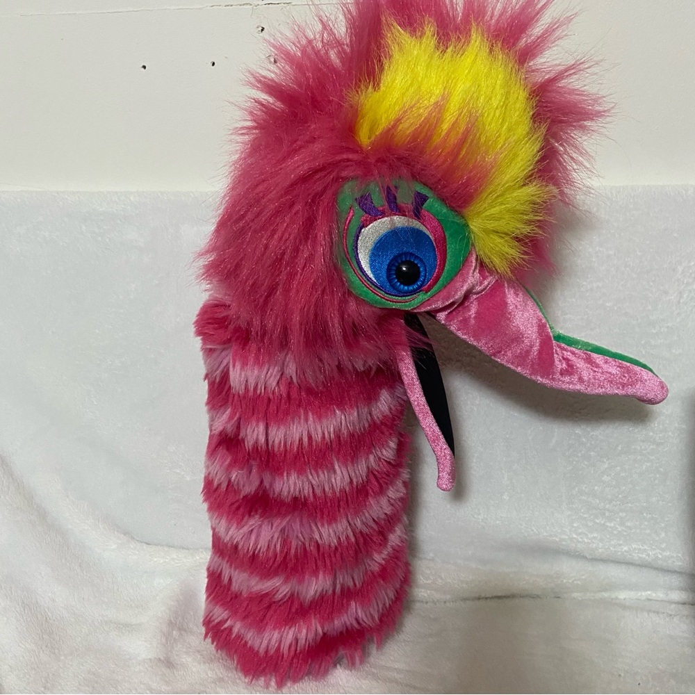 The Puppet Company Plush Snappers Fizzle Hot Pink Monster Bird Hand Puppet